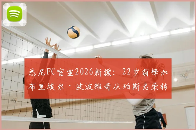 悉尼FC官宣2026新援：22岁前锋加布里埃尔·波波维奇从珀斯光荣转会，球衣号码、技术特点及对阵容影响解析